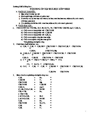 Nội dung ôn tập học kỳ II môn Hóa học Lớp 9 - Trường THCS Ðồng Ðen